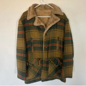 Men’s vintage flannel fur lined jacket size Large